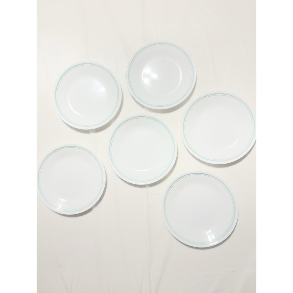 Corelle Delano Set of 6 Plates 6.75 Inches White Blue